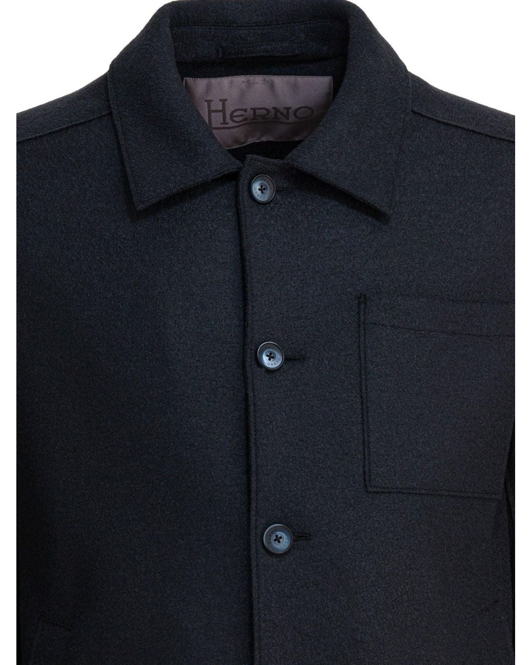 Herno Blue Virgin Wool Overshirt Jacket Jackets And Coats