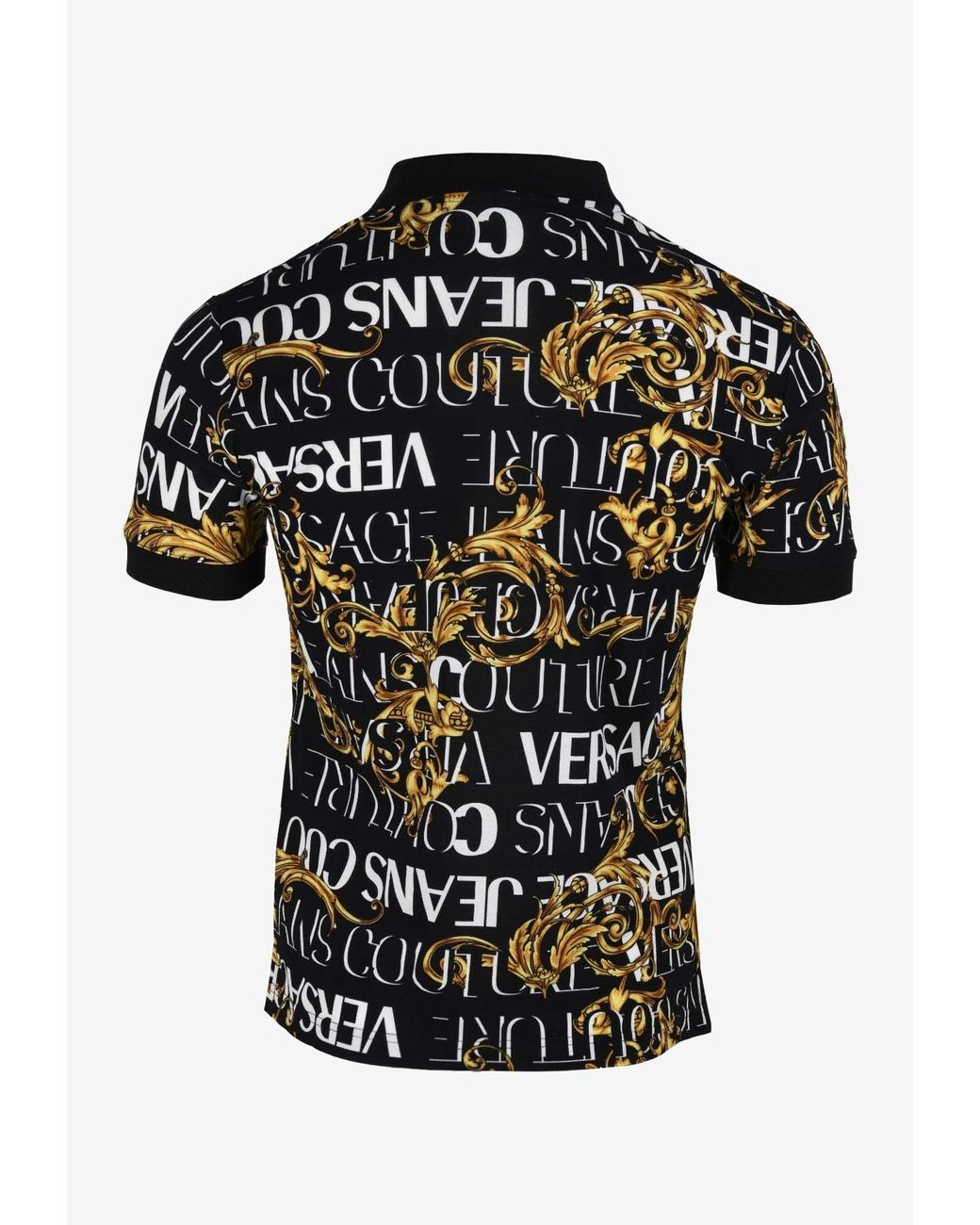Versace Jeans Couture Logo Baroque Print Polo T-shirt in Black for Men |  Lyst