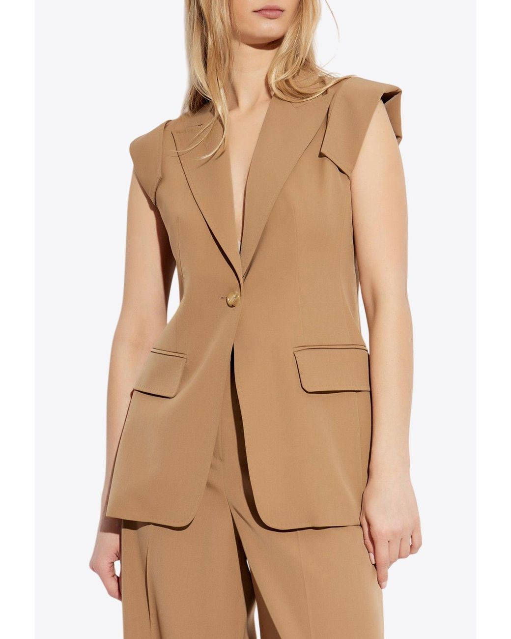☆MaxMara☆直営店買付☆お洒落Gabardine Jacket/BERGAMO Sleeveless gabardine jacket, camel | 