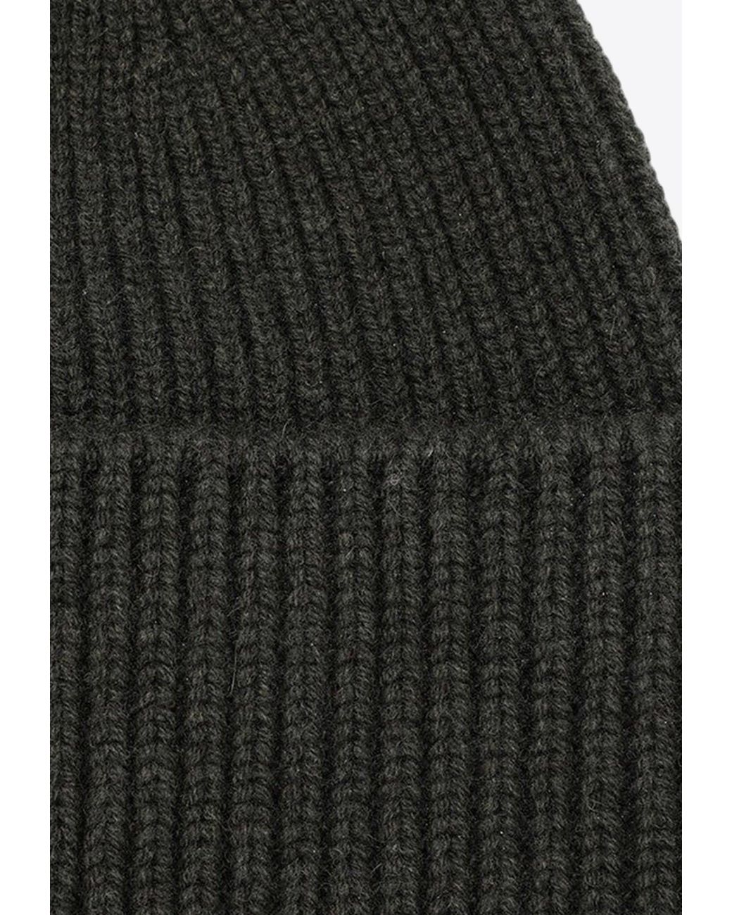 Destin Black Wool-Blend Ribbed Beanie