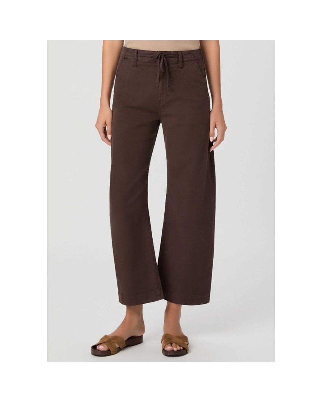 PAIGE Brown Arellia High Rise Barrel Leg Ankle Jeans