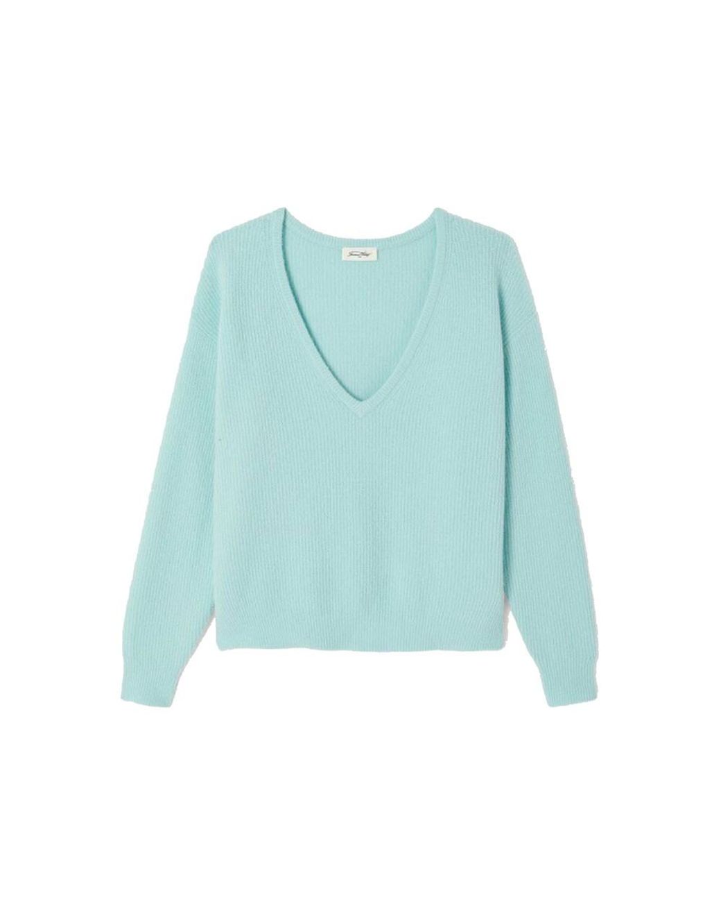 American Vintage Blue Damsville V Neck Knit Jumper