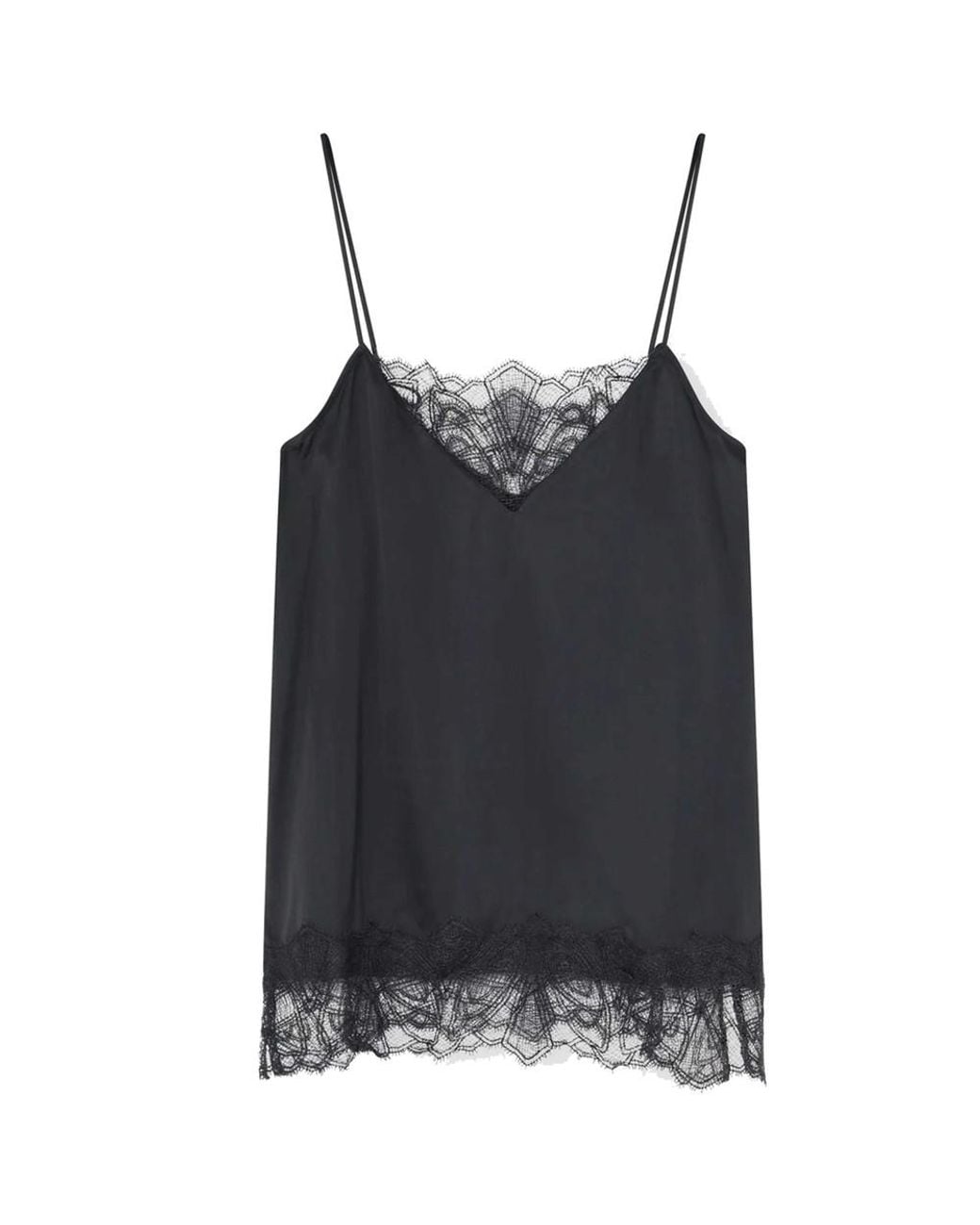Day Birger et Mikkelsen Black Nio Satin Lace Camisole Top