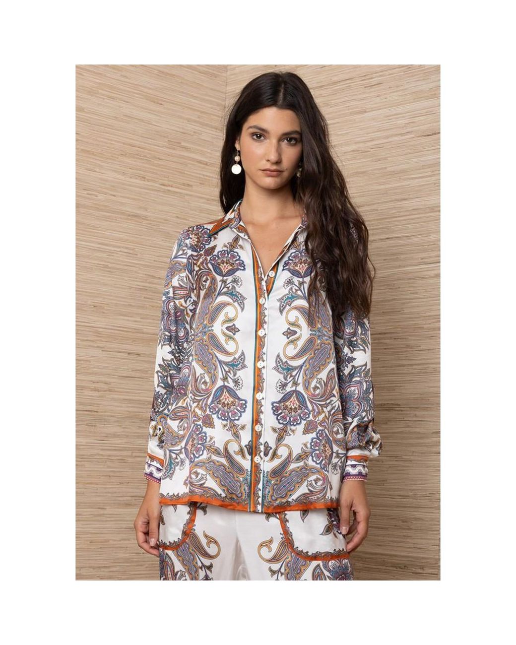 Hale Bob Brown Printed Paisley Shirt