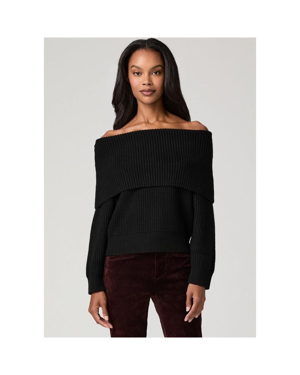 PAIGE Black Mazzi Off Shoulder Pullover