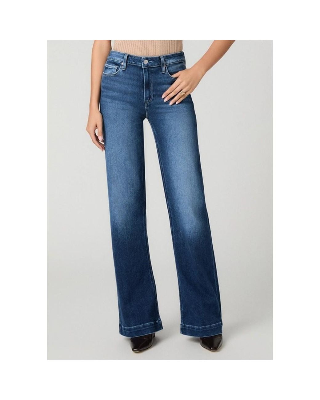PAIGE Blue Leenah High Rise Wide Leg Jeans