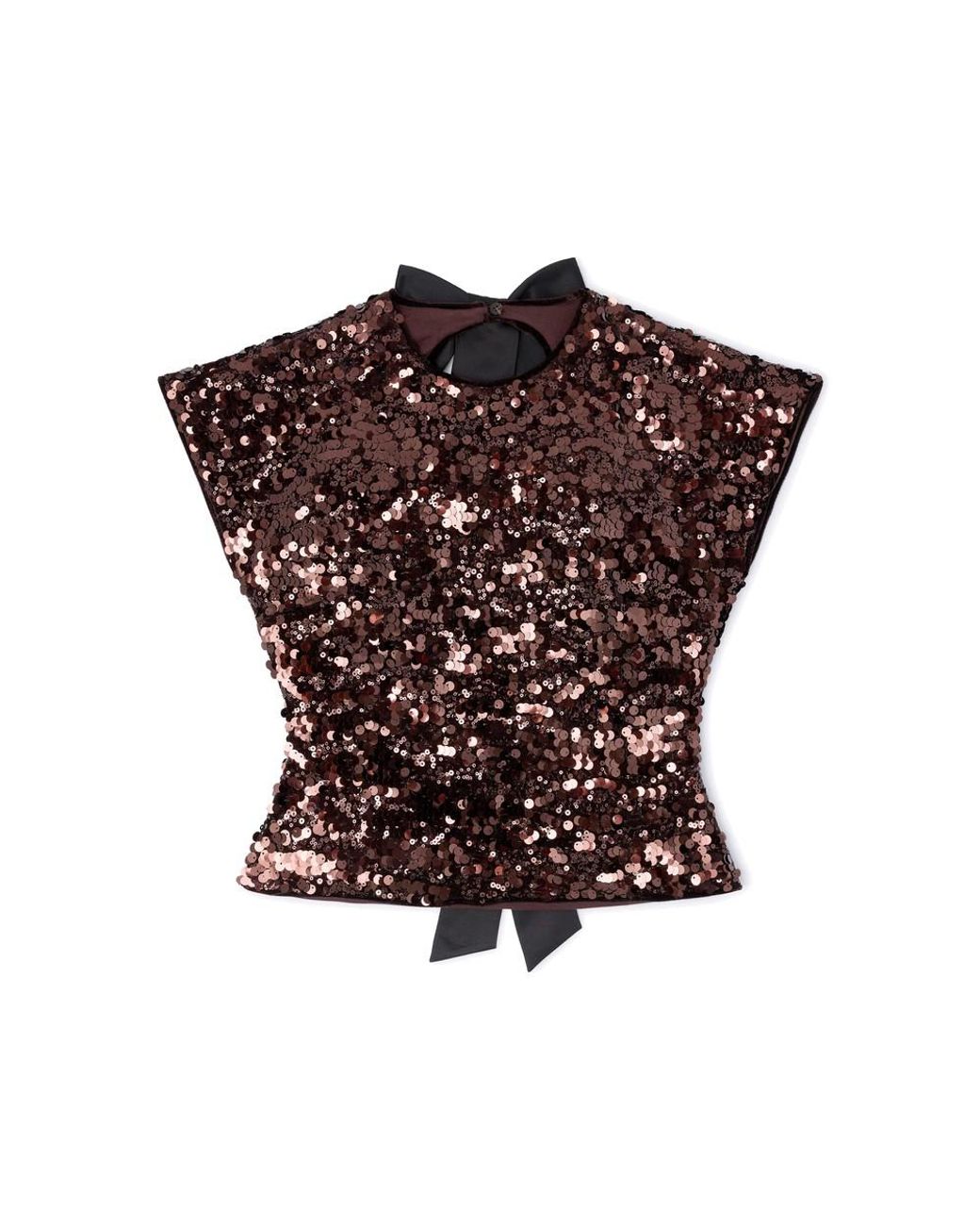 Ganni Brown Velvet Sequins Top