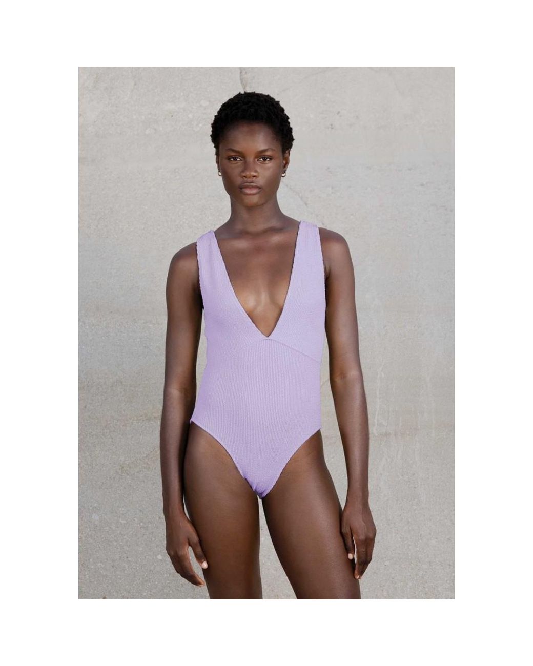 Sorbet Island Purple Ariel Crinkle V-Neck Swimsuit