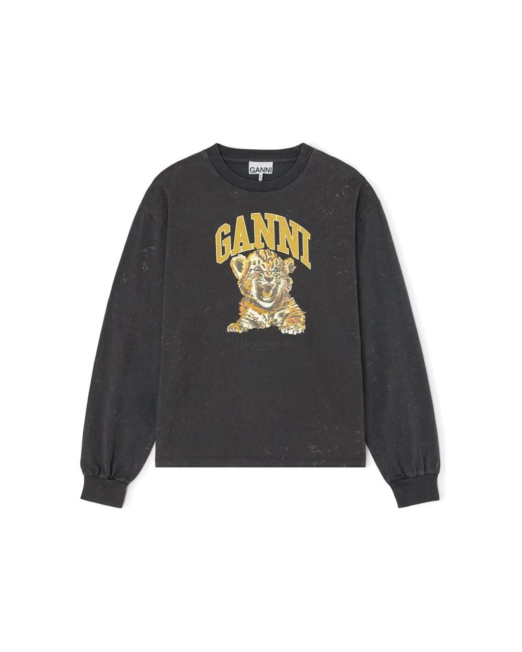 Ganni Gray Future Jersey Long Sleeved Tiger T-Shirt