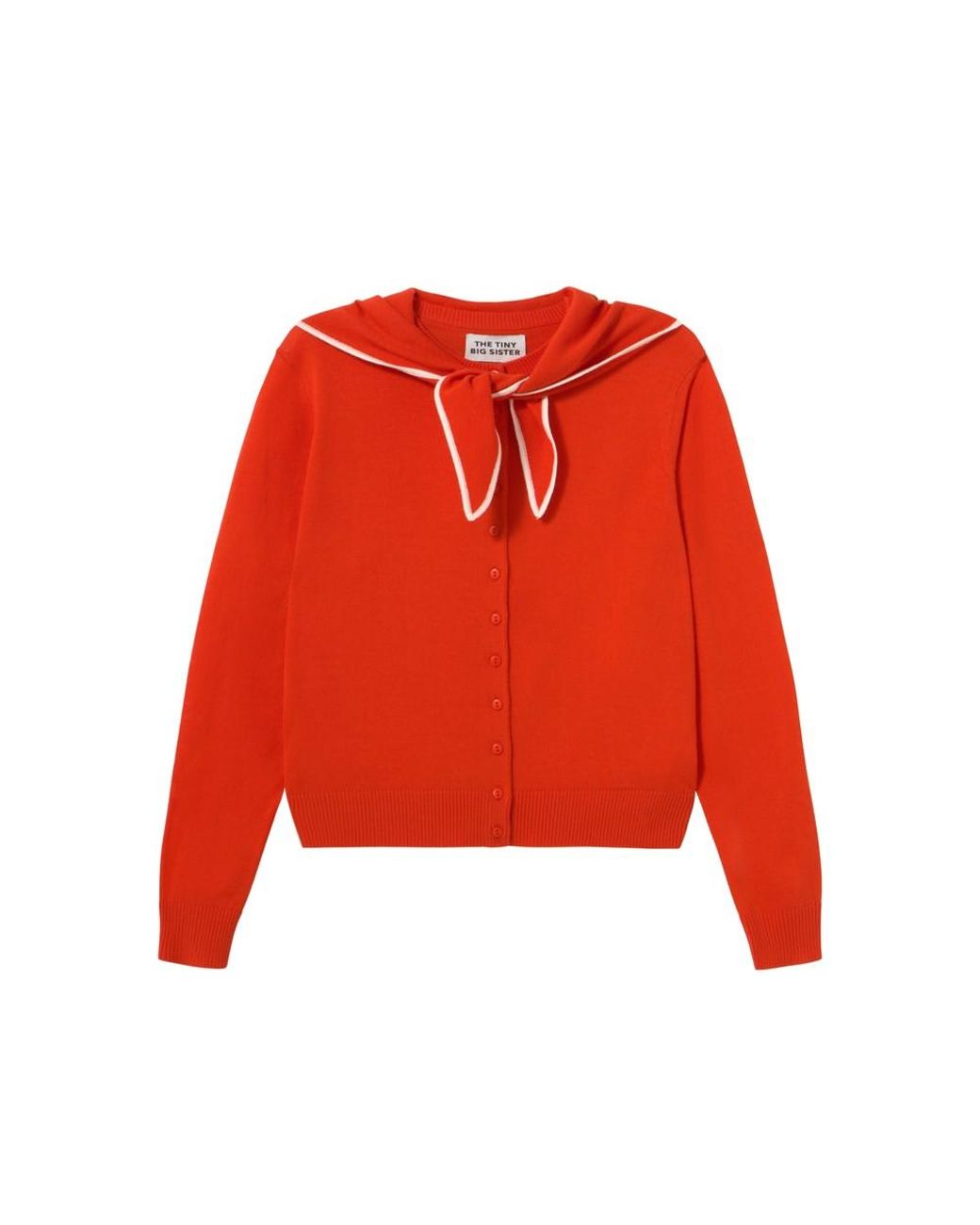 The Tiny Big Sister Red Scarf Neck Lara Cardigan