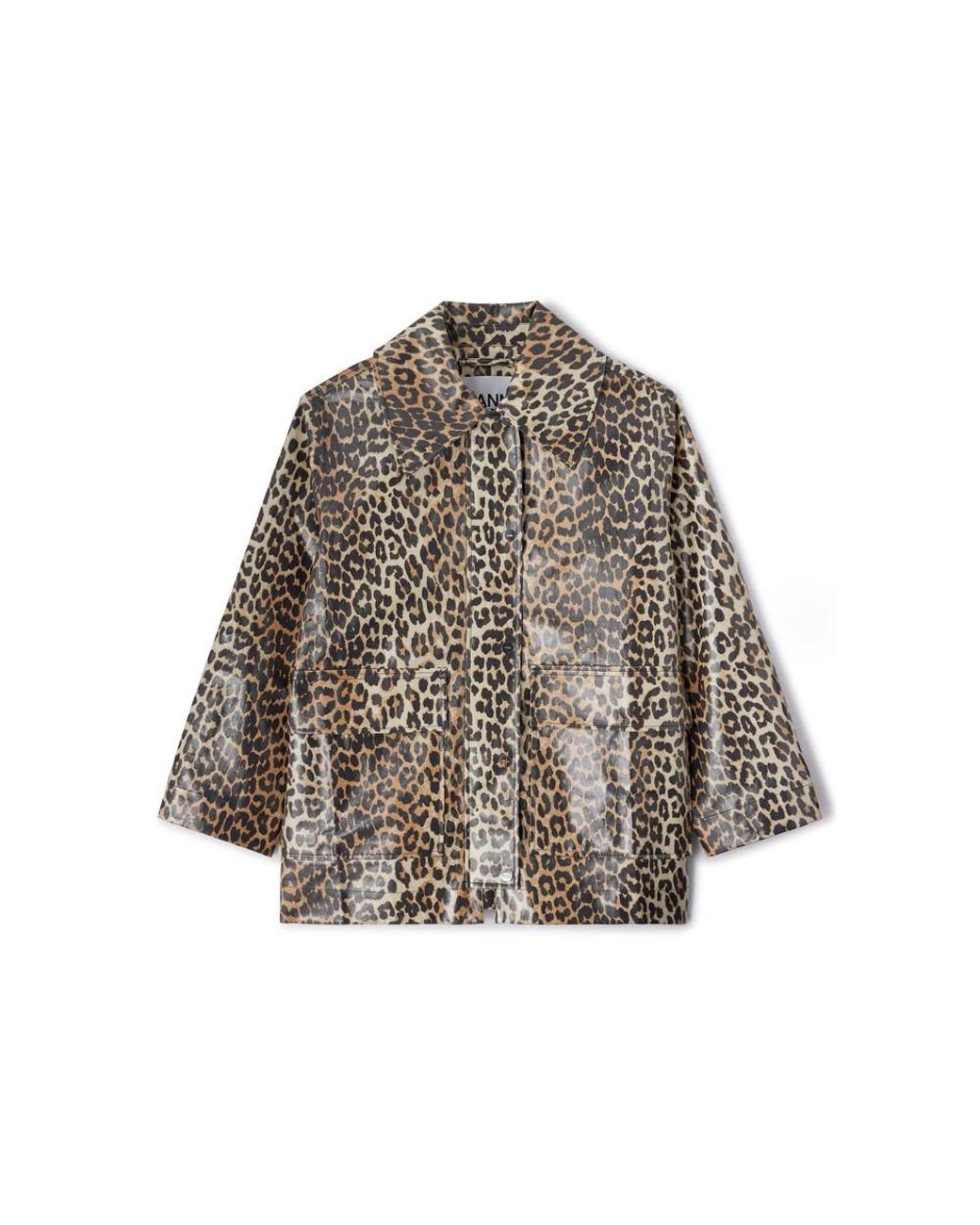 Ganni Brown Laminated Cotton Canvas Jacket