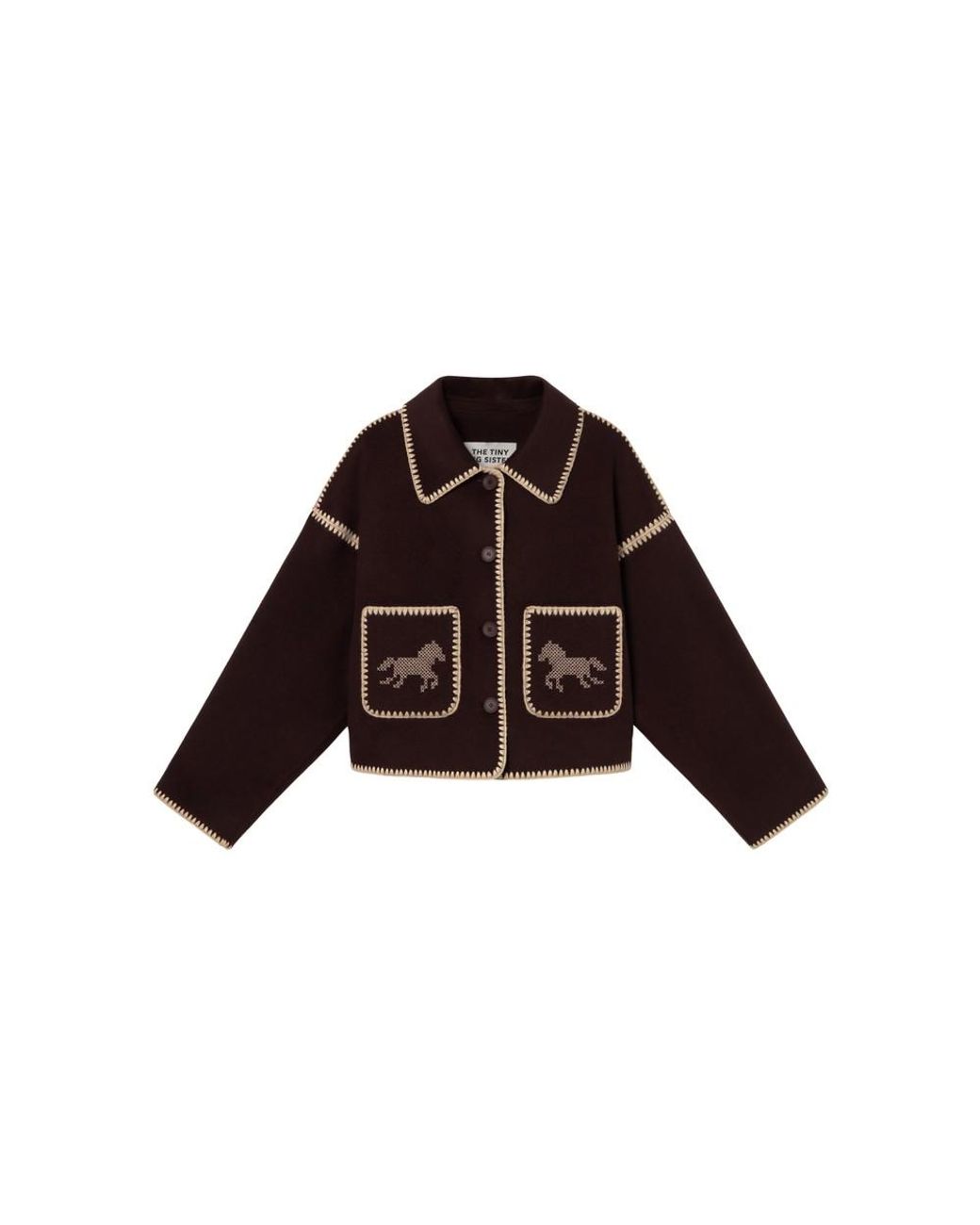 The Tiny Big Sister Brown Horses Embroidered Jacket
