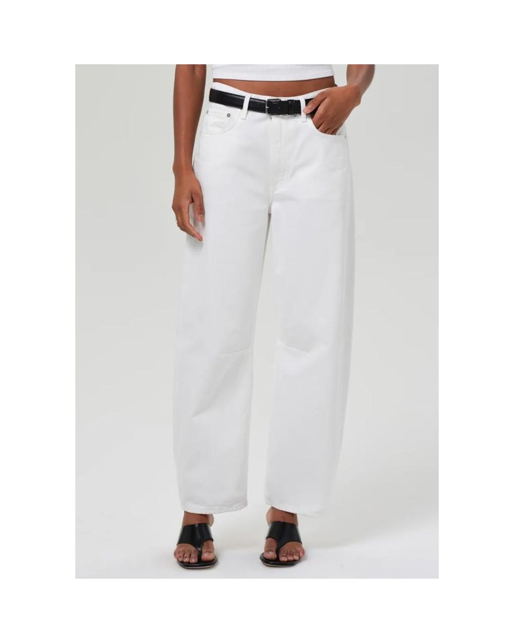 Citizens of Humanity White Miro Relaxed Barrel Leg Jeans