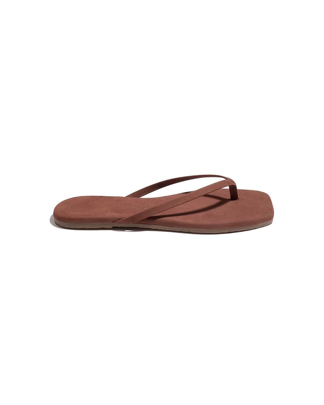 TKEES Brown Lily Square Toe Suede Flip Flops