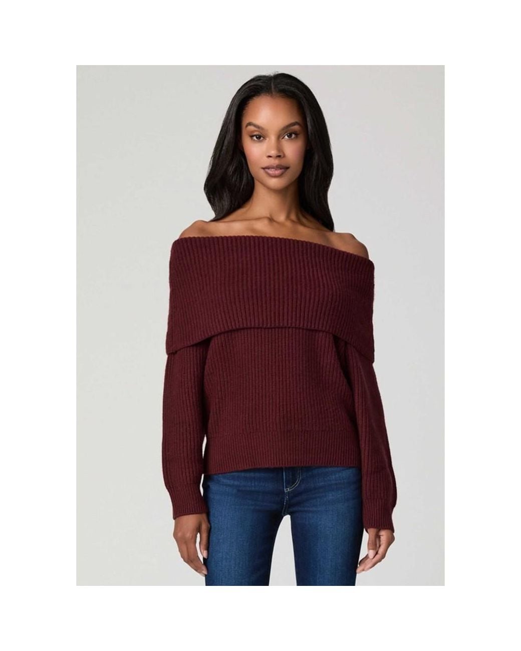 PAIGE Red Mazzi Off Shoulder Pullover