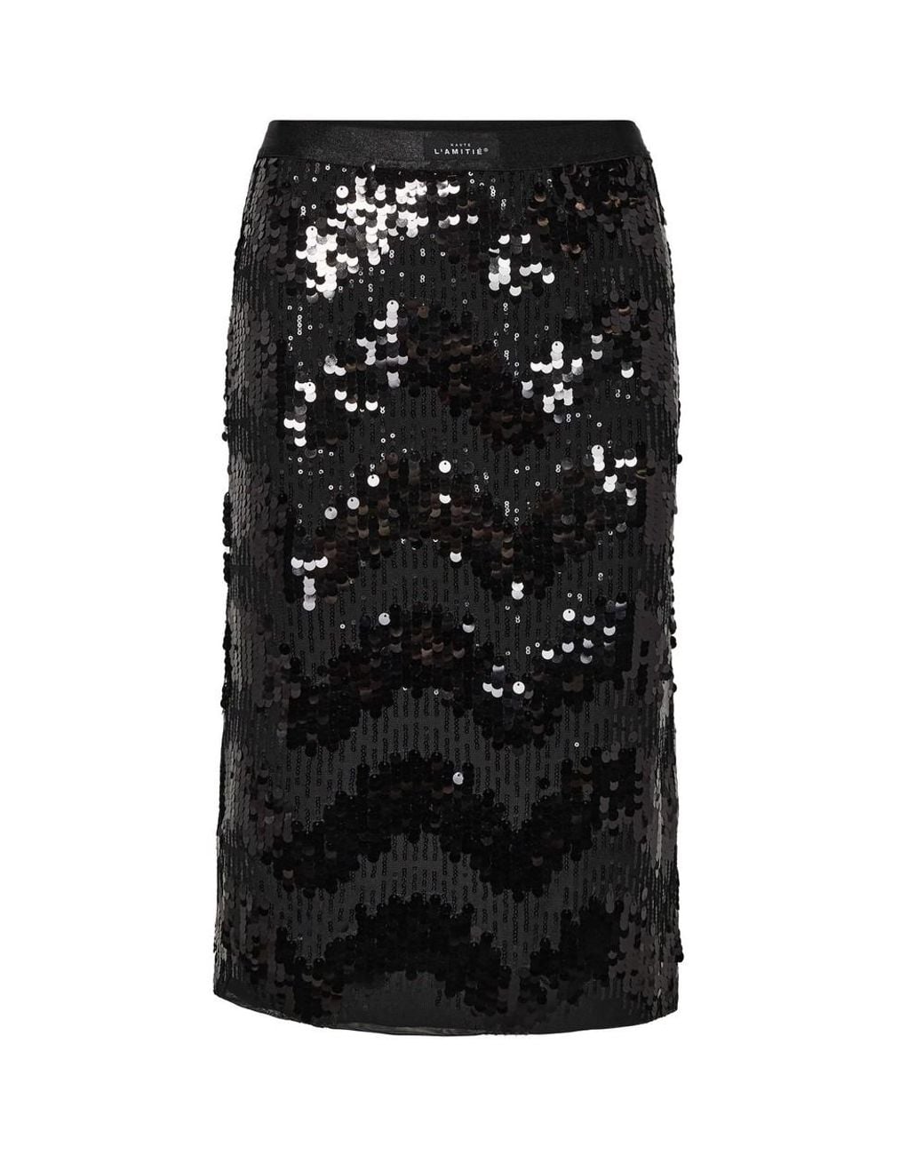 Haute L'Amitié Black Mirror Sequin Pencil Skirt