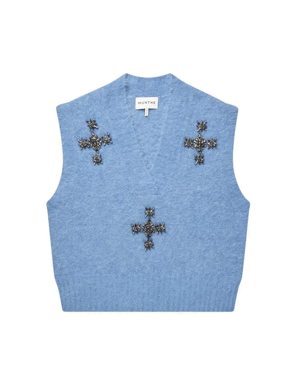 Munthe Blue Vurulia Alpaca Blend Sleeveless Jumper