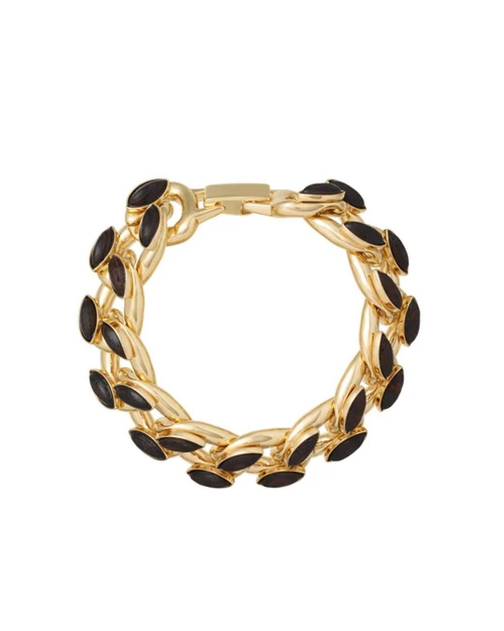 Roxanne Assoulin Metallic Studded Wood Link Bracelet