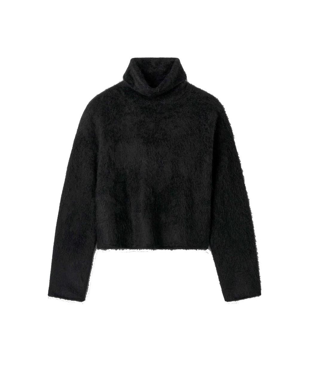 Soft Goat Black Brushed Cashmere Turtleneck
