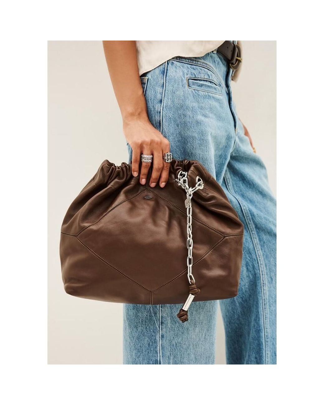 Ba&sh Blue Leather June Tote Bag