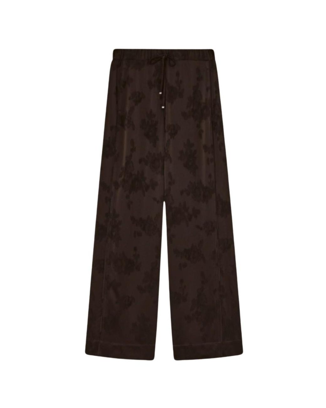 Ganni Brown Satin Jacquard Elasticated Trousers