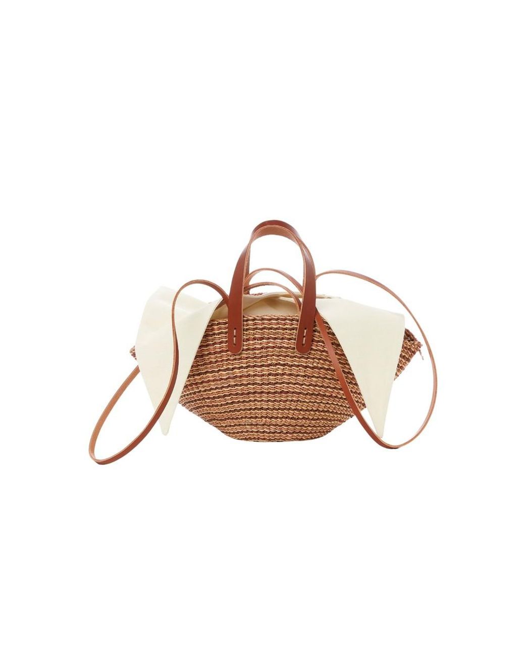 Muuñ Brown Mini Sophie Hstripe Straw Bag