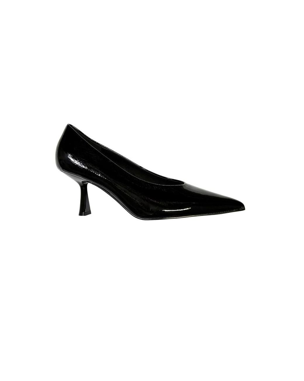 Bibi Lou Black Pump Wrinkled Patent Slingback