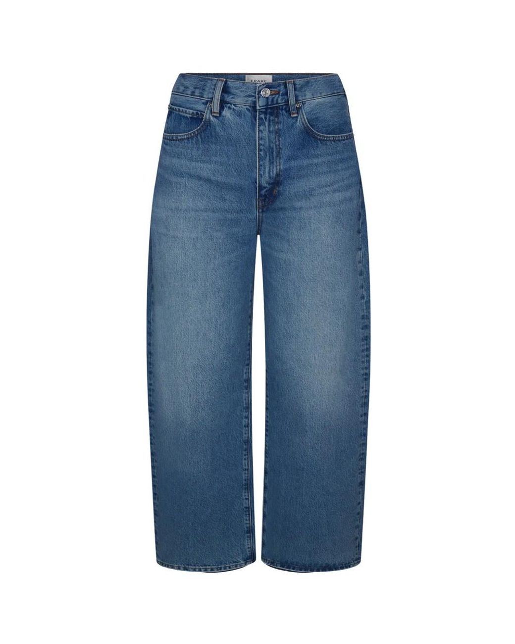 FRAME Blue The Bow Crop Barrel Jean