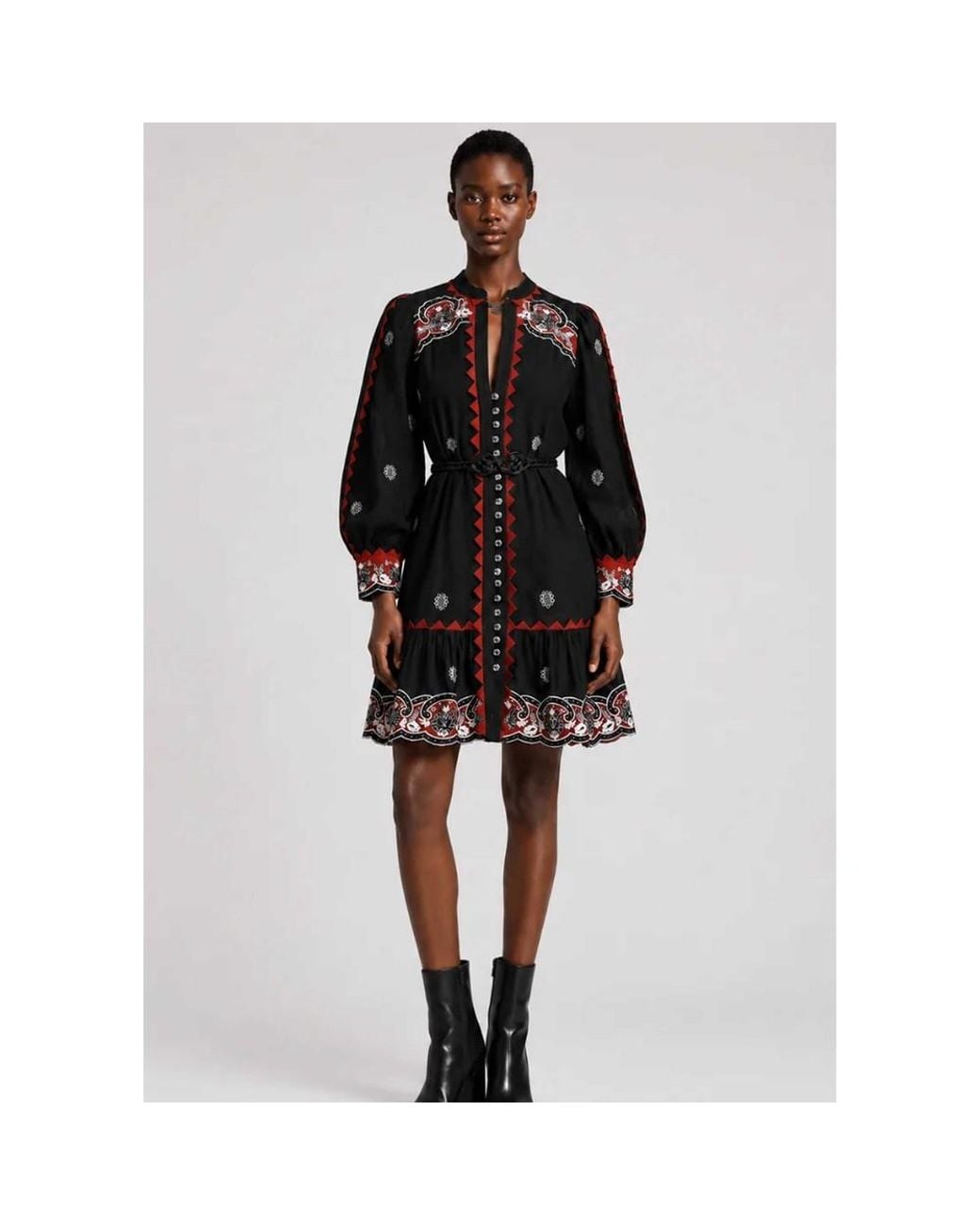Scarlett Poppies Black Gunilla Embroidered Dress
