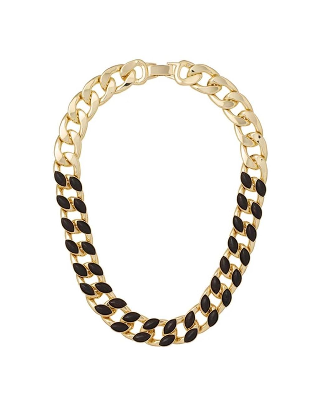 Roxanne Assoulin Metallic Studded Wood Link Necklace
