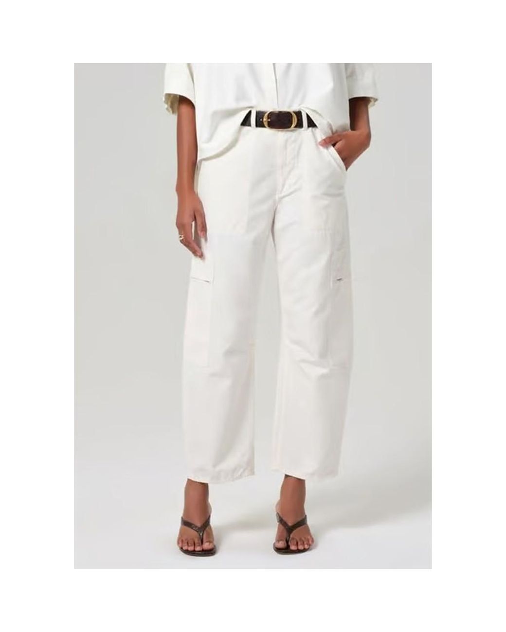 Citizens of Humanity White Marcelle Sateen Cargo Jean