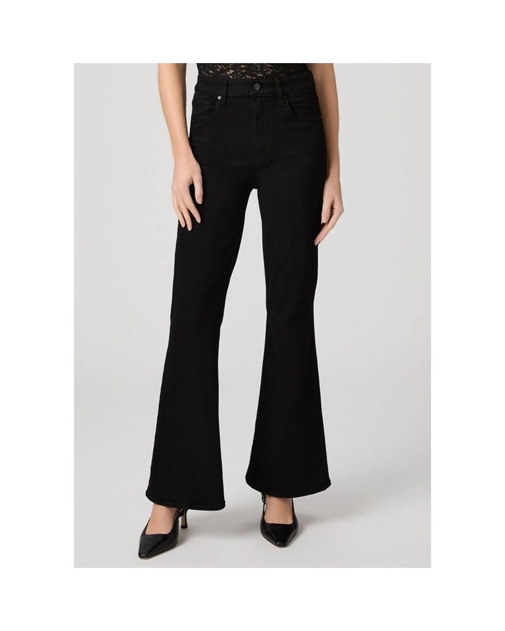 PAIGE Black Marlow Skimmer High Rise Flare Jean