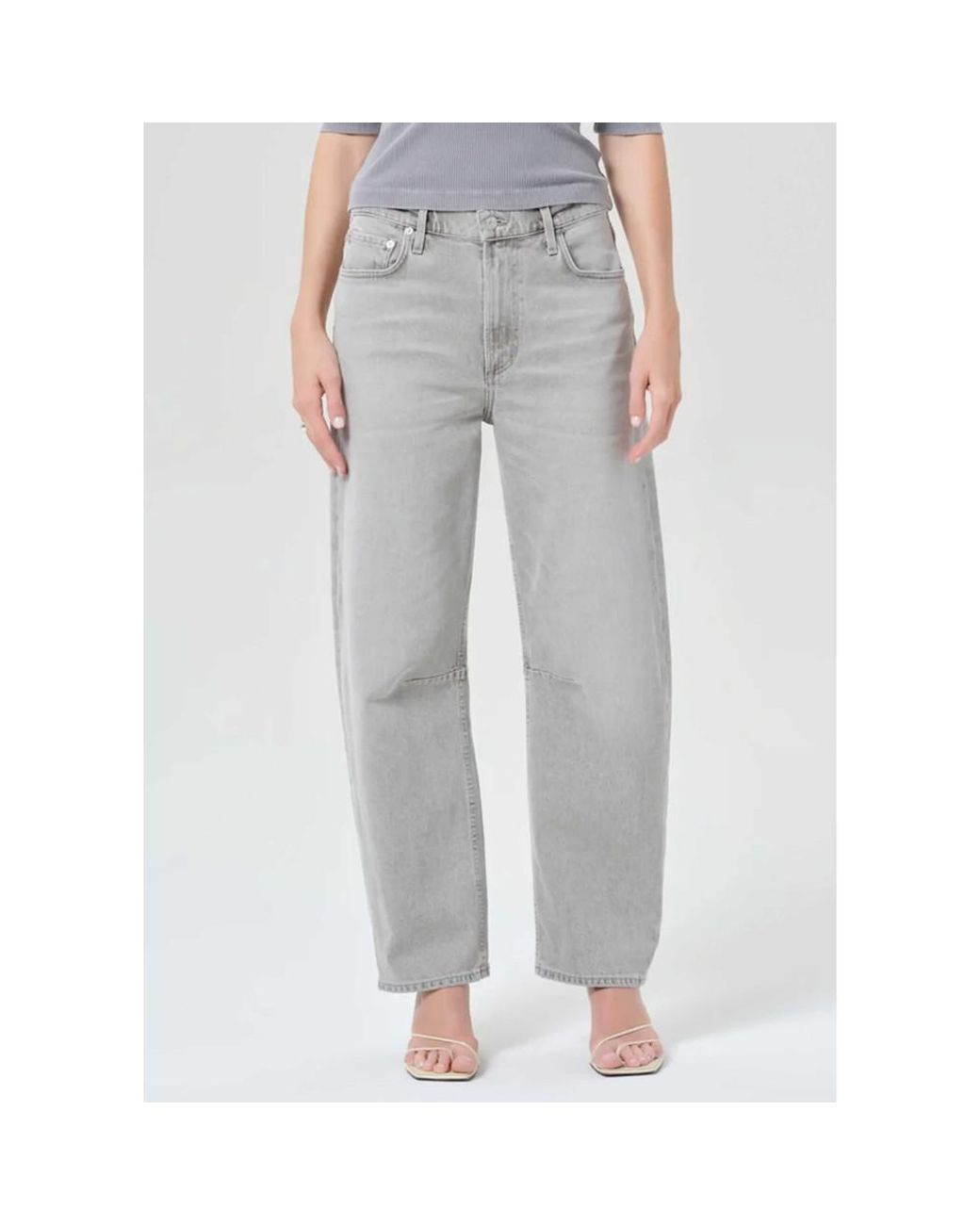 Citizens of Humanity Gray Miro Relaxed Barrel Leg High Rise Jean