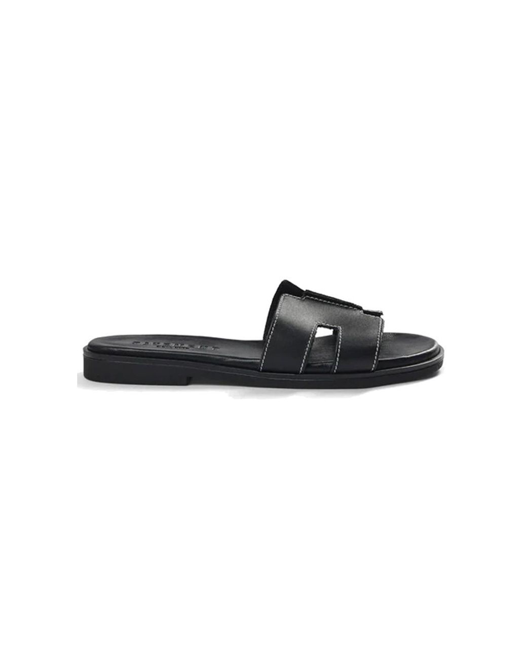 Pavement Black Pam Leather Slip On Sandal