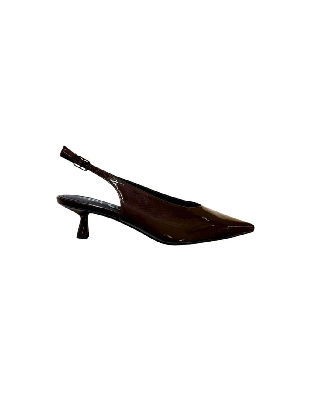 Bibi Lou Brown Pump Wrinkled Patent