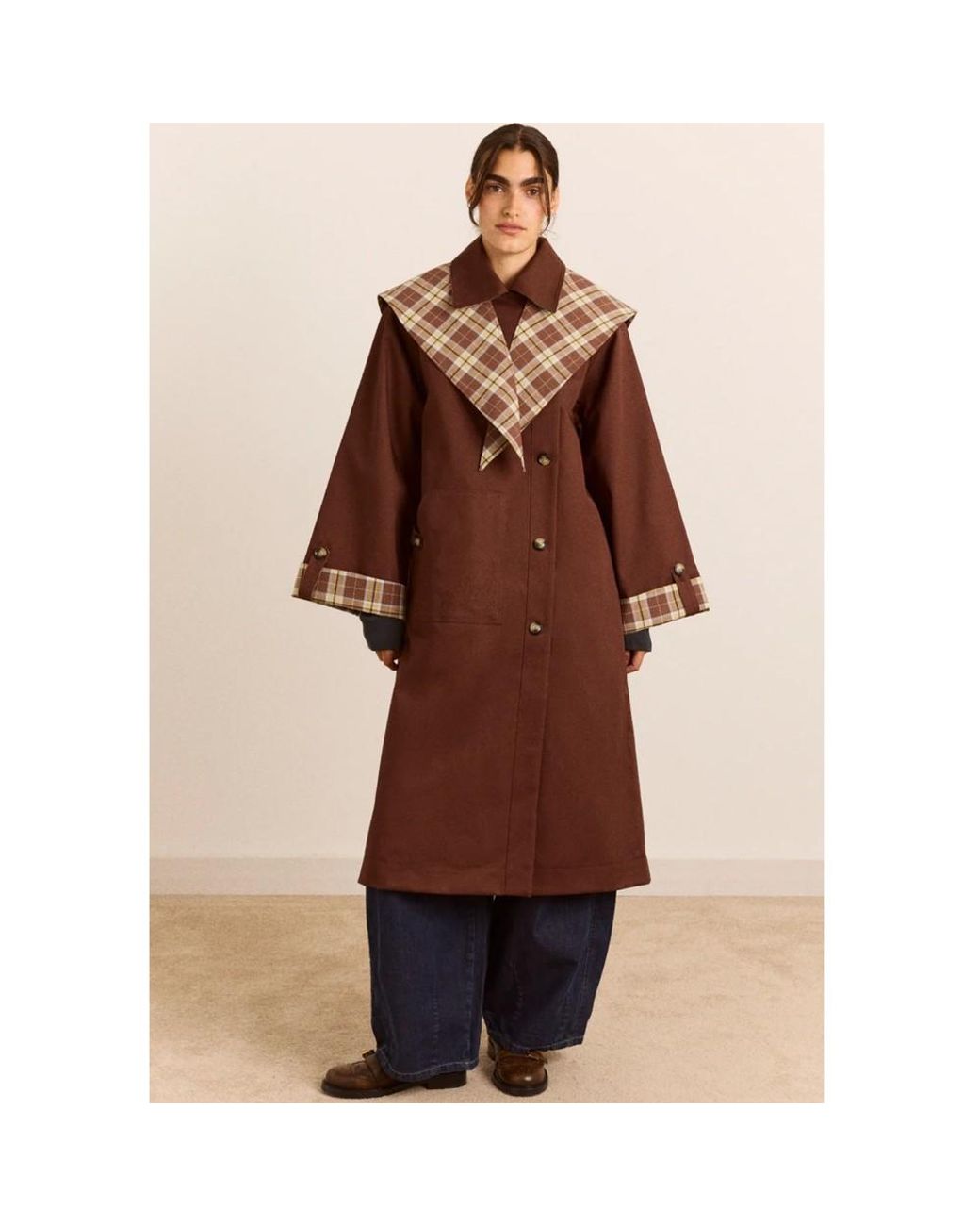 Damson Madder Brown Reversible Longline Jerry Trench Coat