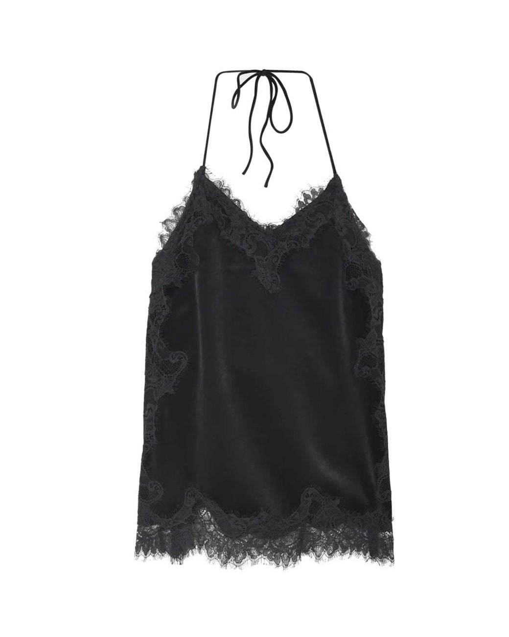 Day Birger et Mikkelsen Black Lacey Halter Velvet Top