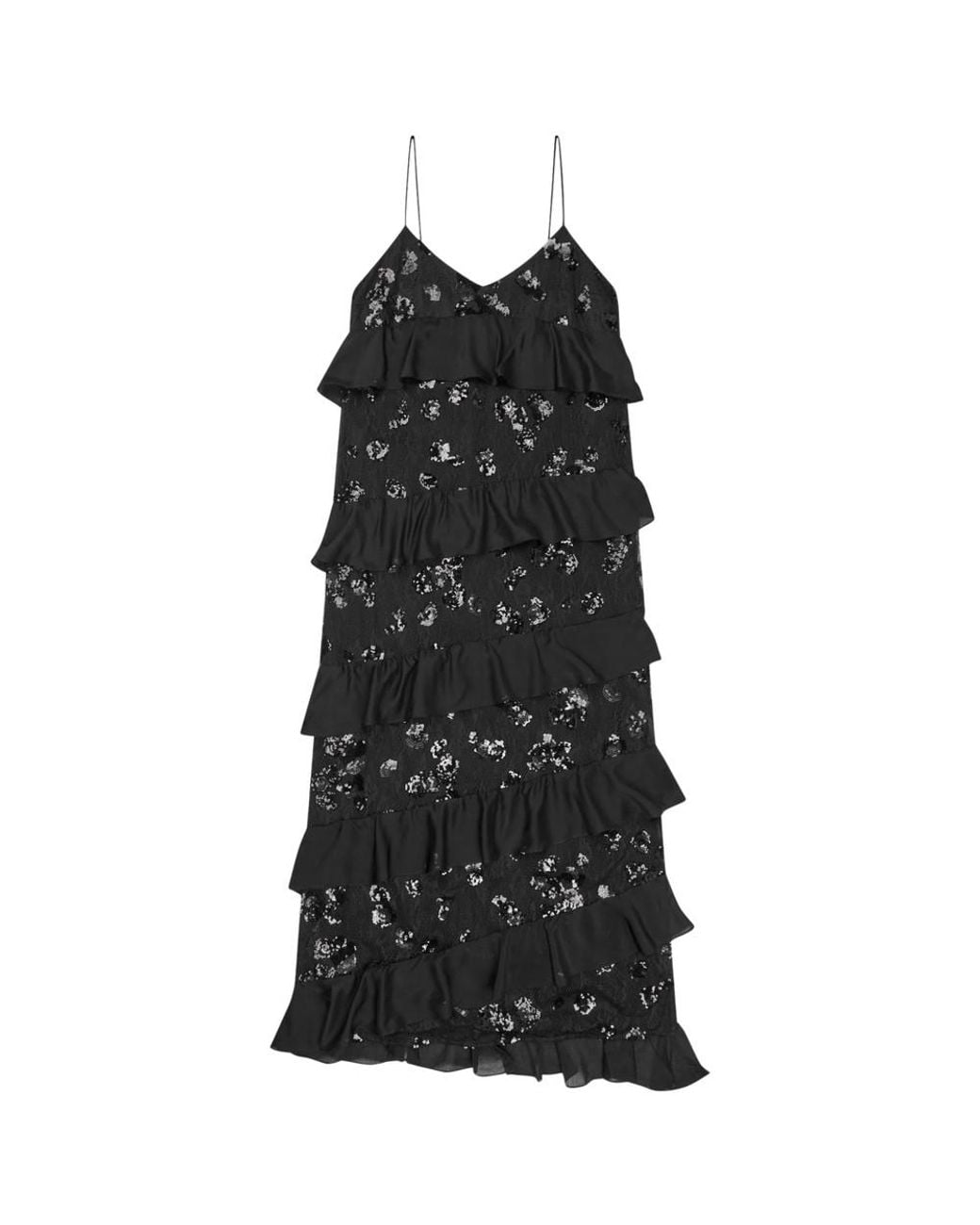 Munthe Black Cressida Frilled Sequin Dress