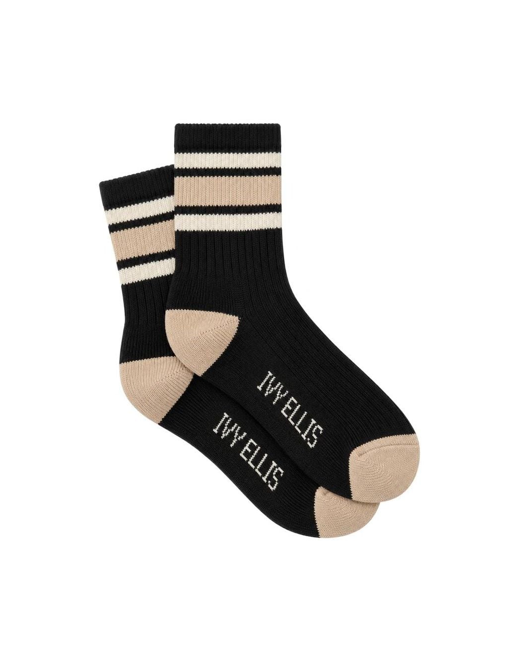 Ivy Ellis Black 1/4 Vintage Cotton Sport Sock