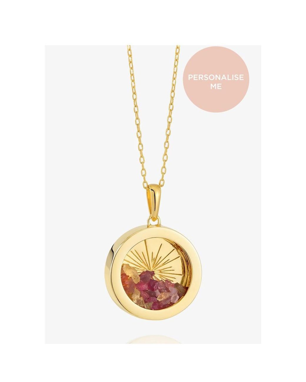 Rachel Jackson Metallic Personalised Medium Deco Sun Mixed Amulet Necklace