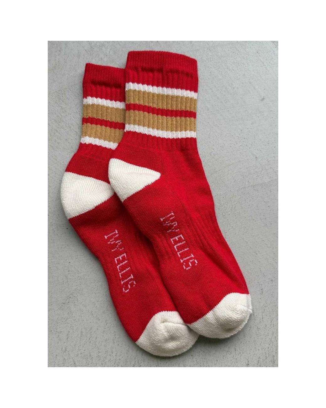 Ivy Ellis Red Pucks Socks