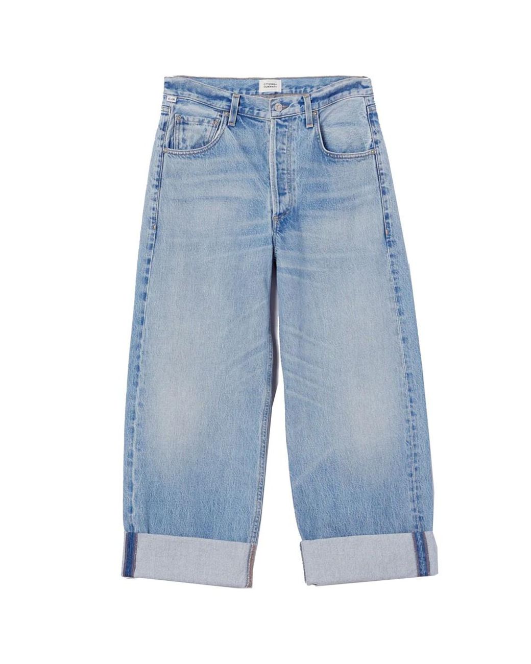 Citizens of Humanity Blue Ayla Baggy Cuffed Crop High Rise Jean