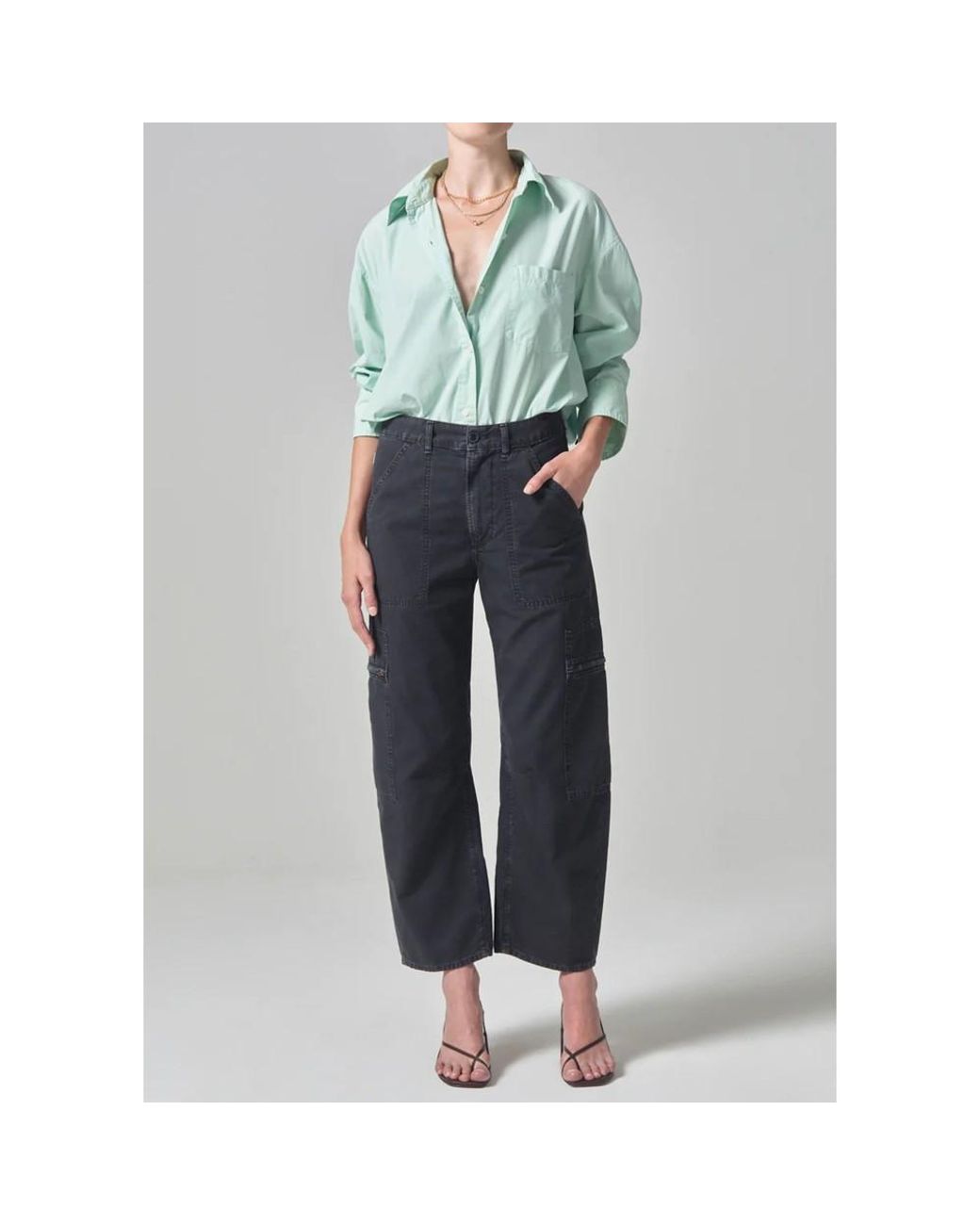 Citizens of Humanity Blue Marcelle Sateen Cargo Jean
