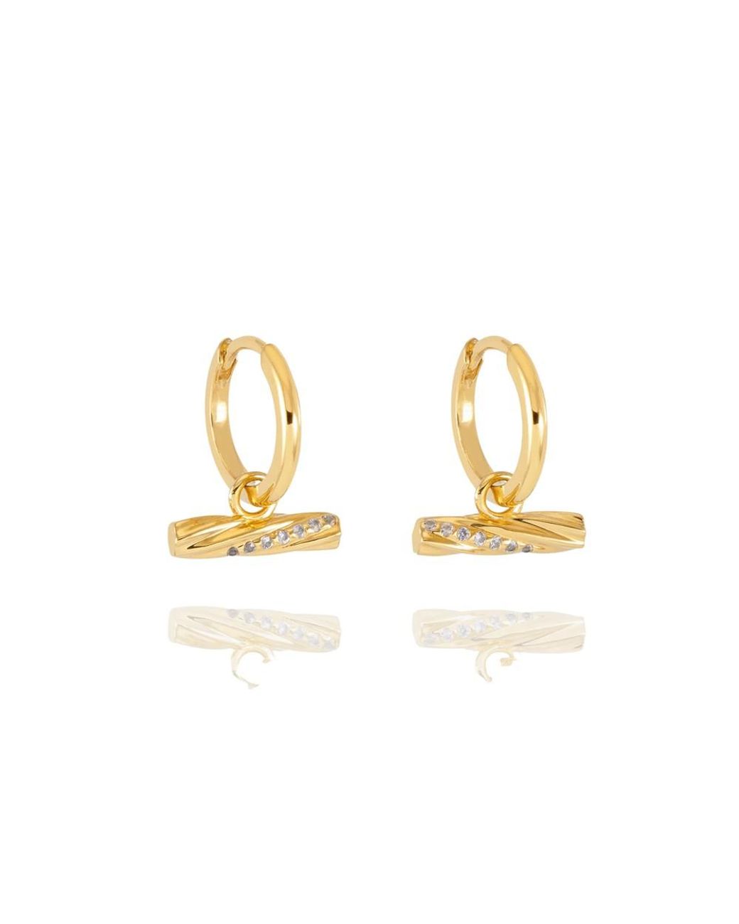 Rachel Jackson Metallic Twisted T Bar Huggie Hoop Earrings