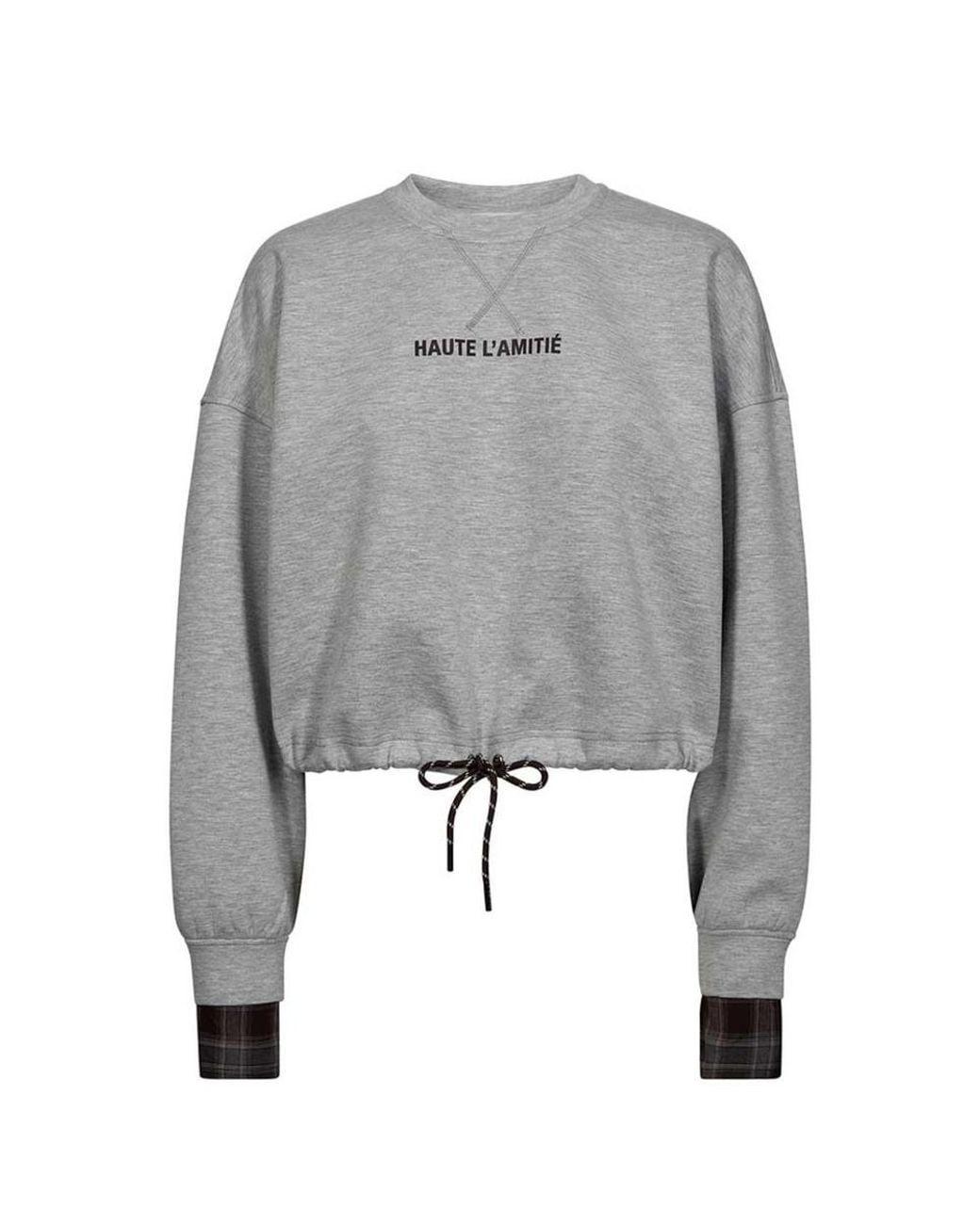 Haute L'Amitié Gray Maxi Crop Shirt Cuff Sweatshirt