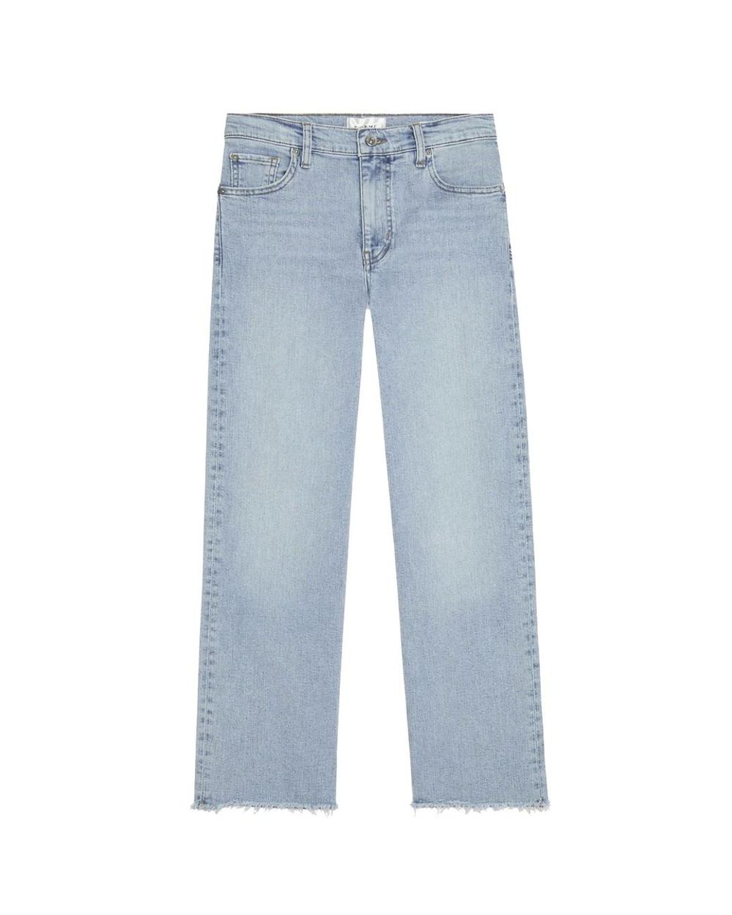 FRAME Blue The Mellow Straight Leg Ankle Raw Hem Jean