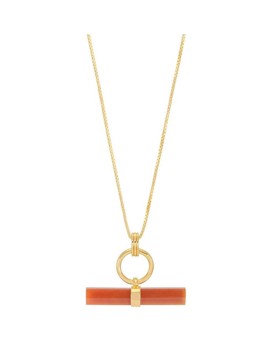 Rachel Jackson Metallic Vitality Carnelian T-Bar Necklace