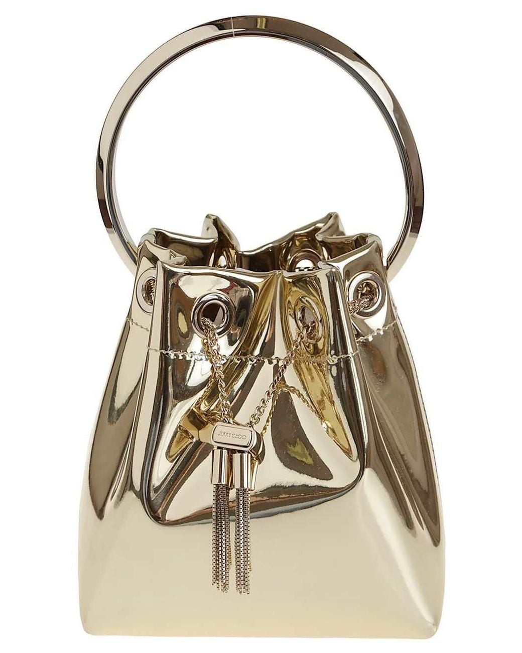 Jimmy Choo Metallic Bon Bon Drawstring Bucket Bag
