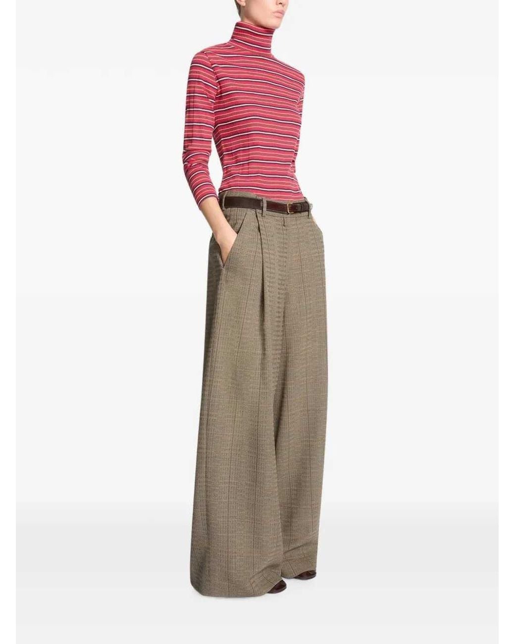 Dries Van Noten Natural Pleated Wool Trousers