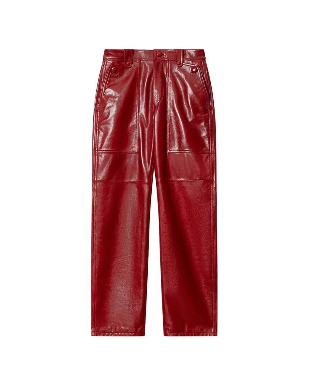 Isabel Marant Red Valka Leather Trousers